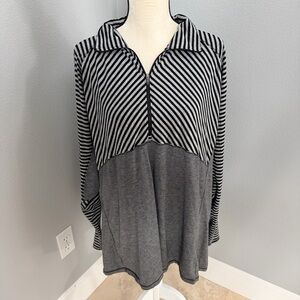 Columbia Women's Black and Gray Striped Button Down Shirt